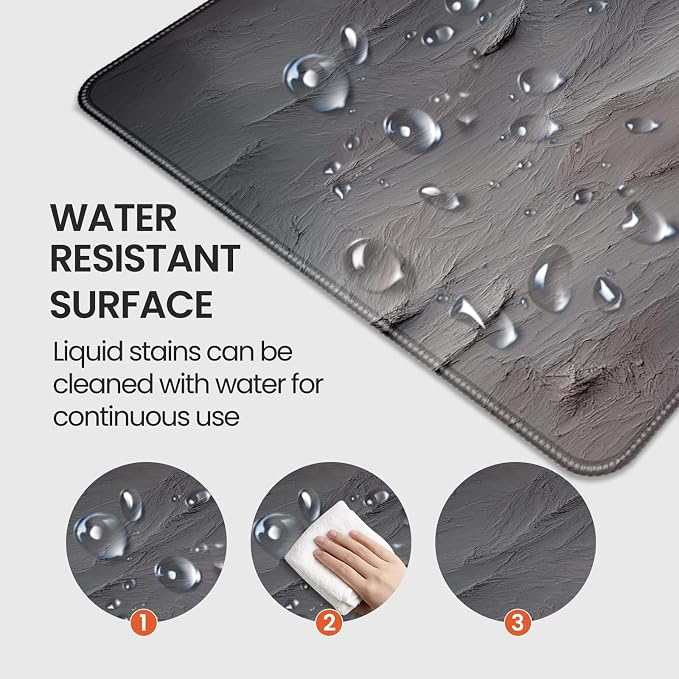 XXL Gray Mouse Pad with a Cement Wall Texture Design, 35.4 x 15.7 inches, Non-Slip Rubber Base, and Waterproof Microfiber Cloth Surface, Suitable for Home Office and Work environments. - Image 3