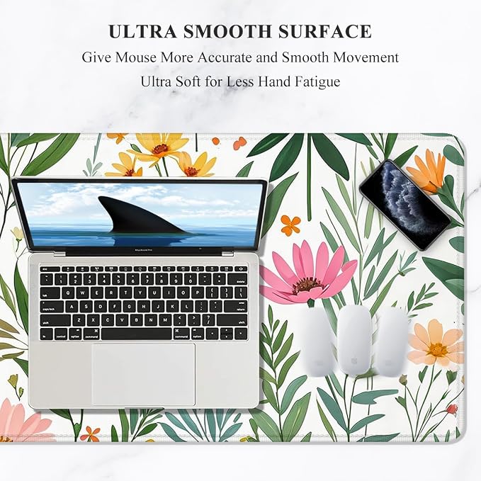 Auhoahsil Desk Mat, Ultra Large Mouse Pad, XXL Gaming Mousepad, Pretty Desk Pad, Big Extended Full Size Desktop Desk Matt for Keyboard, Laptop & Computer, 35.5 x 15.7 in, Tropical Plant - Image 3