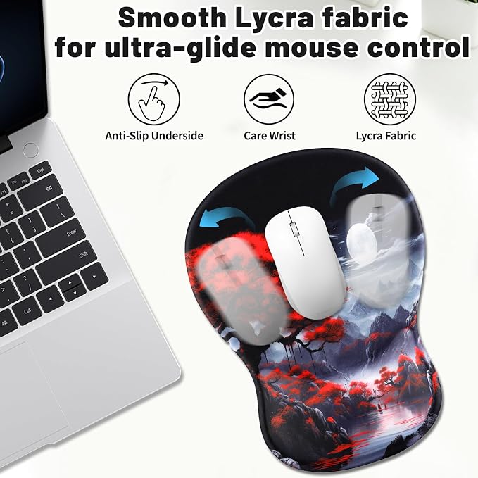 Ergonomic Mouse Pad with Wrist Rest - Gel Wrist Support Mousepad with Non-Slip PU Base for Computer, Laptop, Office & Home - Image 2