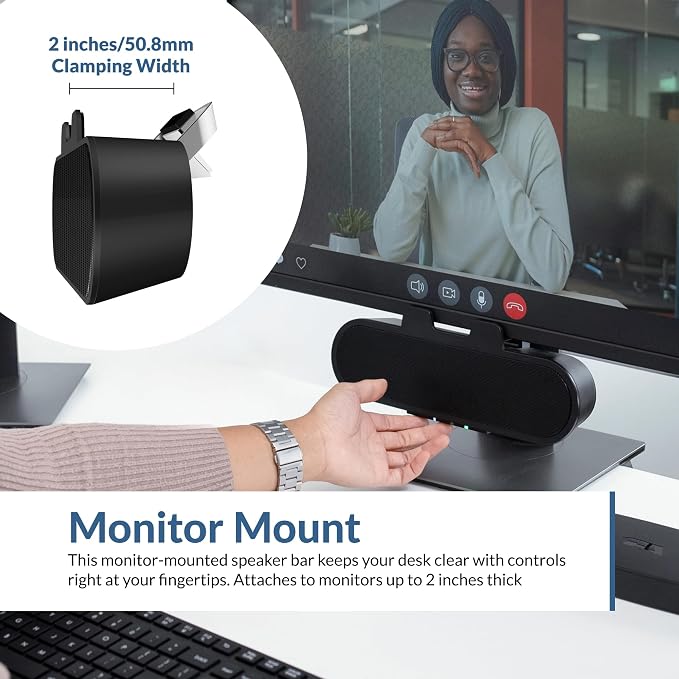 Cyber Acoustics CA-2890PRO USB and Bluetooth Speaker Bar, 20W, Speakerphone - Image 2