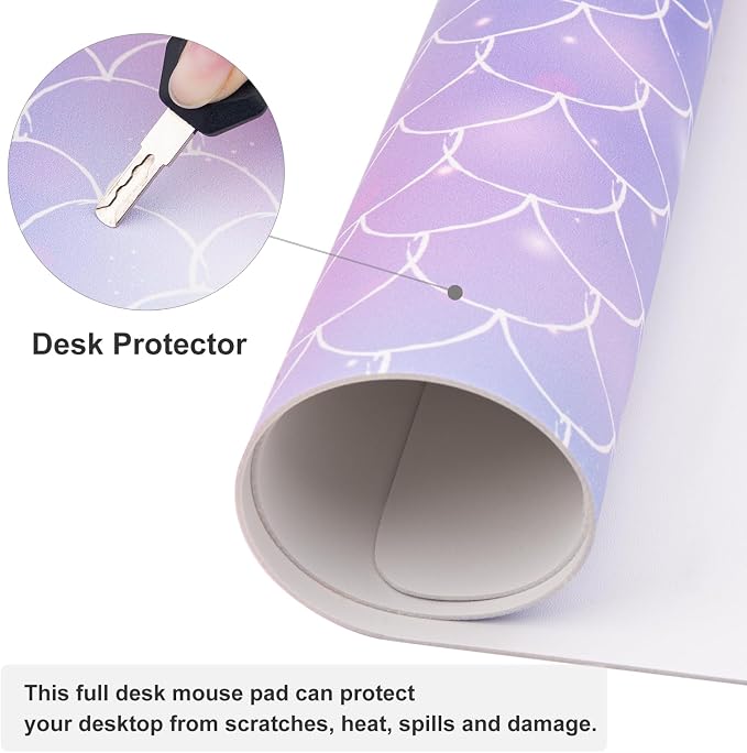 QiyI PU Leather Large Mouse Pad, 31.5" x 15.7", Gradient Fish Scales | Desk Décor Accessories, Extended Size, Waterproof & Easy to Clean, Smooth Surface, Non Slip Desk Organization - Image 3