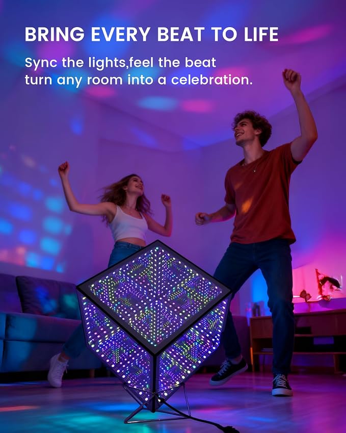 Infinity Mirror Hyper Cube LED Light, RGB Gaming Room Decor, 10Inches - Image 5