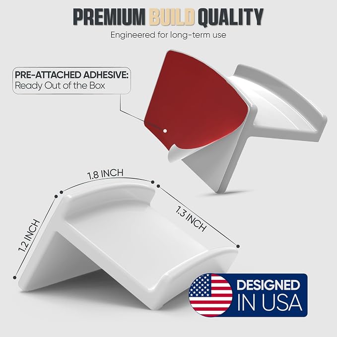 Modern JP Adhesive Hat Hooks for Wall (16-Pack) - Minimalist Hat Rack Design, No Drilling, Strong Hold Hat Hangers - USA Patented, White - Image 4