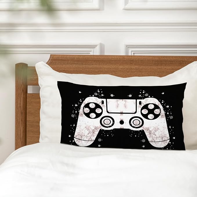Gaming Pillow Cover 12X20，Gamer Throw Pillow Cover,Gamer Gifts,Gamer Pillow Cover,Gamer Room Decor for Boys,Gaming Decor for Boys Room, Gamer Gifts,Gifts for Son (Black 12x20) - Image 3
