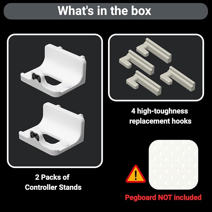 Pegboard Controller Holders, SKADIS Accessories, White | Compatible with IKEA SKADIS, for Playstation2/3/4/5, Switch Pro/2, Xbox Controller, 2PCS - Image 7