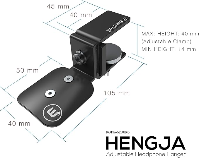 BRAINWAVZ Hengja - The Desk Headphone Stand Hanger Mount, All Metal, Rotatable Mount, PC & Gaming Headset Holder - Image 7