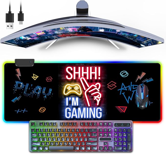 RGB Mouse Pad, Gaming Mousepad with 13 LED Light Modes | Large Mouse Mat with Non-Slip Rubber Base for Computer Keyboard Desk, 31.5X11.8inch by FoBianJie
