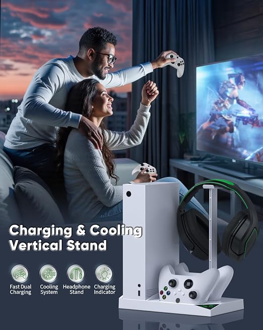 MENEEA Charger Stand Cooling Fan for Xbox Series S Console&Controller,White - Image 7