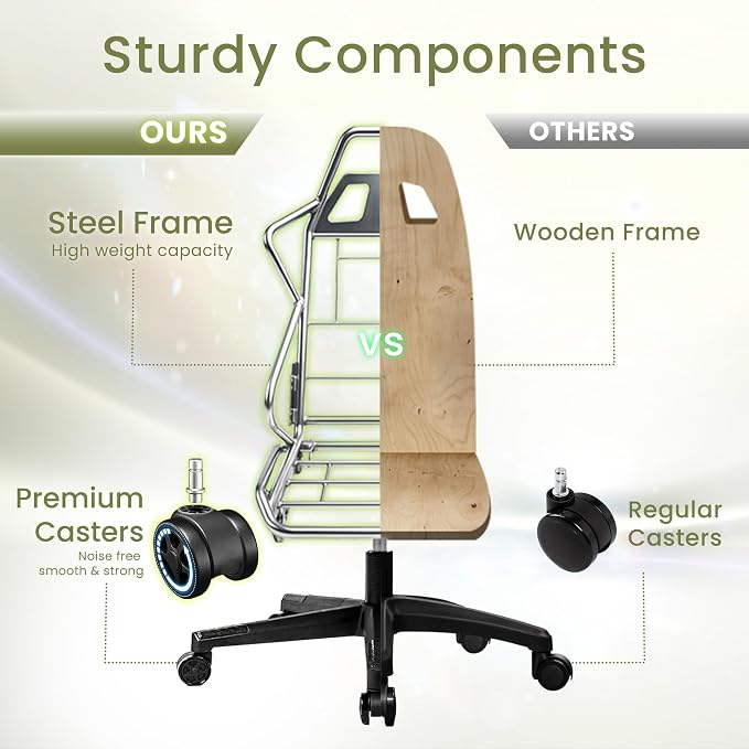 N-GEN GAMING Gaming Chair, Reclining Backrest, Footrest, Fabric, Green | Ergonomic Design with Reclining Backrest, Linkage Armrests and High-Density Foam, Comfy Seating for Computer or Home Office - Image 7