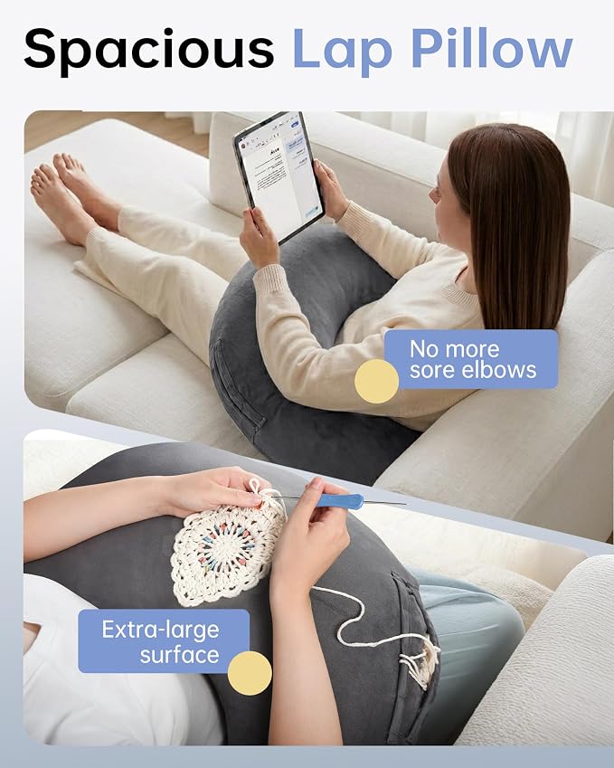 ENITYA U-Shaped Ergonomic Crochet Pillow for Lap Support - Image 3