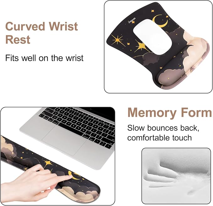 MOSISO Keyboard Mouse Pad Set, Large Gaming Mouse Pad&Keyboard Wrist Rest - Image 4