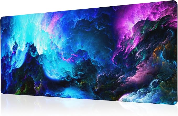 Dazzling Galaxy Gaming Mouse Pad Blue Desk Mat XL Mouse Gaming Pads, Starry Sky Keyboard Pads Extra Large Desktop Computer Mats with Non-Slip Base & Stitched Edges, Vintage Office Decor 31.5x11.8 by Unknown
