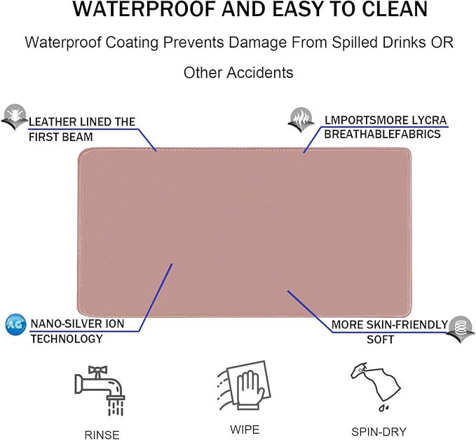 Large Mouse Pad, XXL Extended Computer Keyboard Mouse Mat with Stitched Edges, 31.5" x 15.7" Non-Slip Waterproof Rubber Base Office Big Long Gaming Mousepad for Work, Game, Office, Home, Pink - Image 6