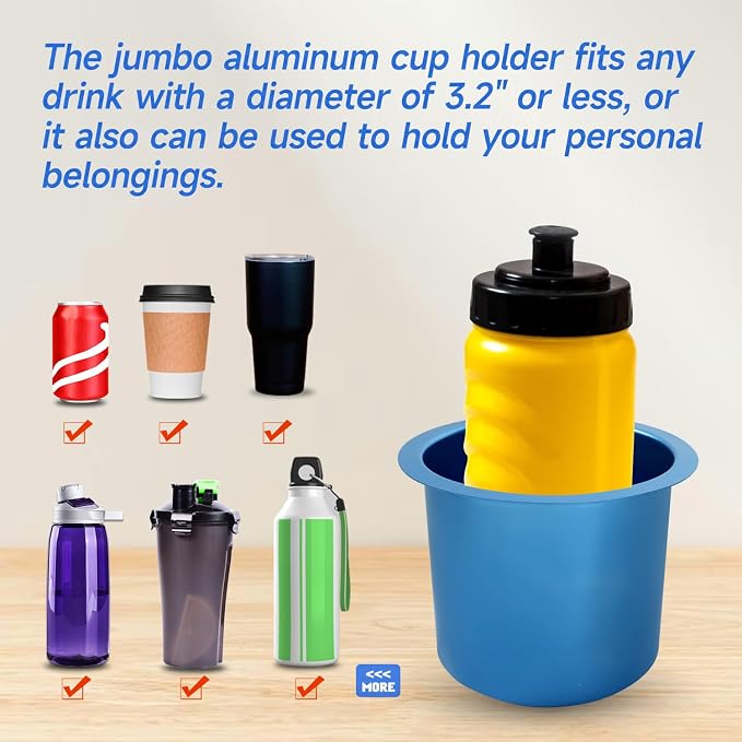 GSE Jumbo Aluminum Cup Holder for Casino Poker Tables, Blue, 10-Pack - Image 5