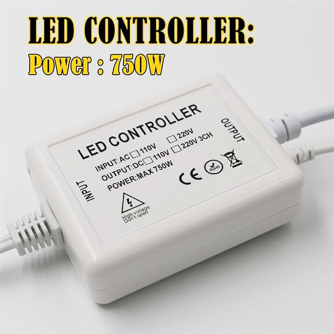 IEKOV™ Max 750W, AC 110V 120V to DC 110V Power Supply Adapter with IR Receiver + 24 Keys Remote Control only High Voltage RGB LED Light Strip (RGB,5m-20m) - Image 3
