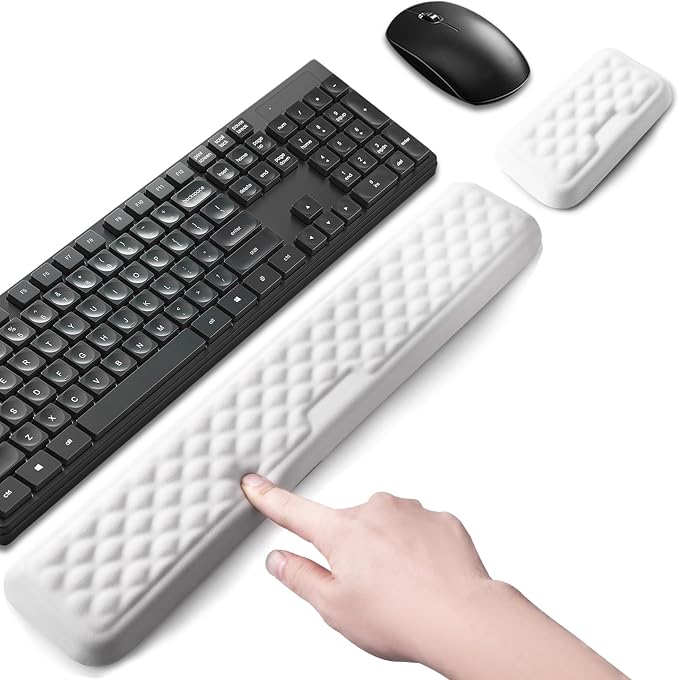 Keyboard Wrist Rest Mouse Wrist Support, Memory Foam Wrist Rest Pad for Computer Laptop, Ergonomic Wrist Cushion Support for Typing Pain Relief, Gaming Home Office, White by LIZPARE