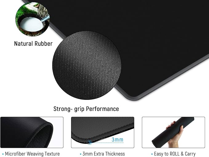 JIALONG Desk Mat - Large Desk Pad, Gaming Mouse Pad, Office Desk Protector with Anti-slip Base, Anti-wear Personalized Design, Mousepad in Mid-Grey - Image 4