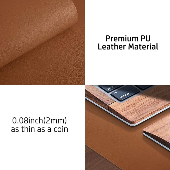 Aothia Leather Desk Pad Protector, Mouse Pad, Office Desk Mat, Non-Slip PU Leather Desk Blotter, Laptop Desk Pad, Waterproof Desk Writing Pad for Office and Home (48"x17",Brown) - Image 8