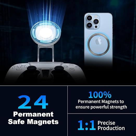 NBCP PS5 Controller Phone Mount – Adjustable Mobile Phone Holder Clip for PlayStation 5 Dualsense, Magnetic Gaming Clip for iPhone & Android – Ergonomic Design, Ultra-Strong Magnets, 360° Rotation - Image 3