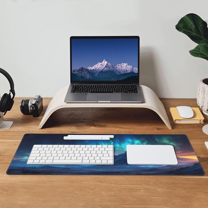 Gaming Mouse Pad Desk Pad,Extended Big Mouse Pad,31.5x11.8 Inch Long Computer Keyboard Mouse Mat Mousepad with 3mm Non-Slip Base and Stitched Edge for Gaming and Office… (Aurora) - Image 9