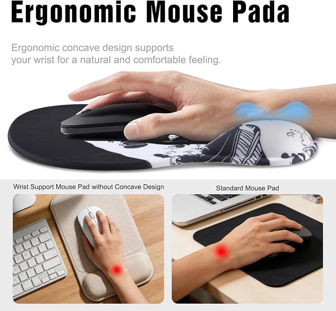 Ergonomic Mouse Pad with Wrist Rest - Gel Wrist Support Mousepad with Non-Slip PU Base for Computer, Laptop, Office & Home - Image 3
