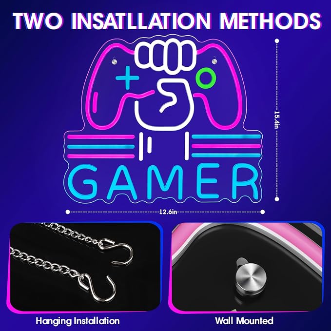 Gamer Neon Sign LED Game Light for Gaming Video Room Bedroom Wall Decor - Image 5