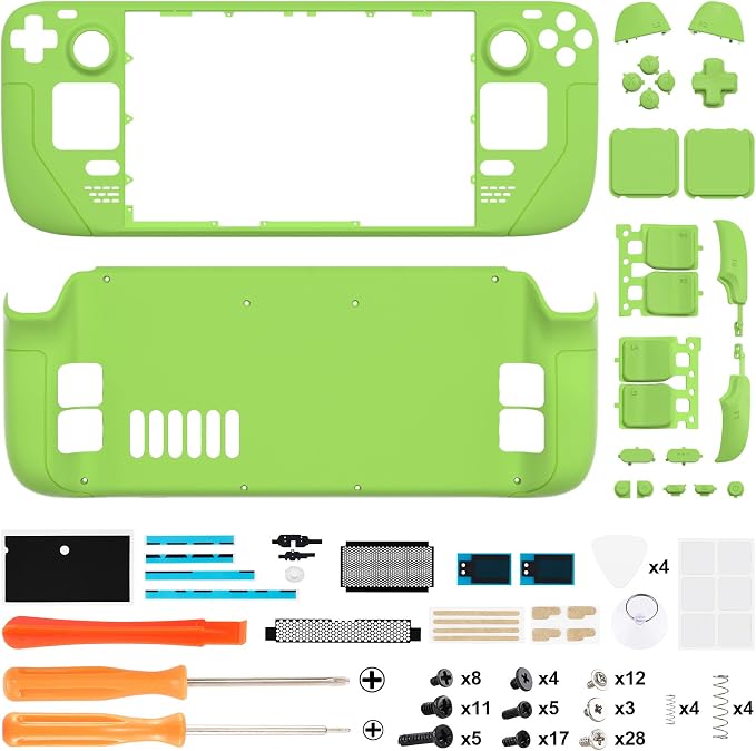 eXtremeRate DIY Full Set Shell with Buttons for Steam Deck LCD, Custom Faceplate Back Plate Replacement Shell for Steam Deck LCD - Green [Console NOT Included] - Image 2