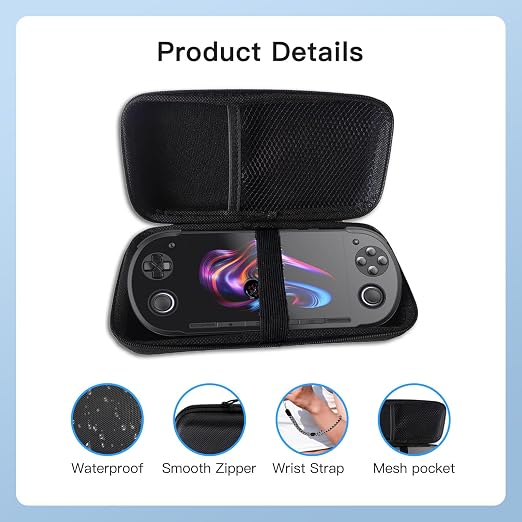 YAJOJO Carrying Case for Retroid Pocket 6 Handheld Game Console with Lanyard & Carabiner,Hard Shell Cover with Pocket for Retroid Pocket 6 & Accessories ,Shockproof(Black) - Image 2
