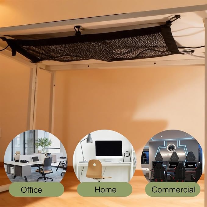 Under Desk Cable Management Net, Screw-in Cord Organizer, 24.5"x9.5" - Image 5