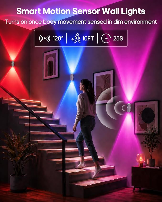 GOODEA RGB Wall Sconce, Rechargeable Motion Sensor Wall Light with Remote - Image 4