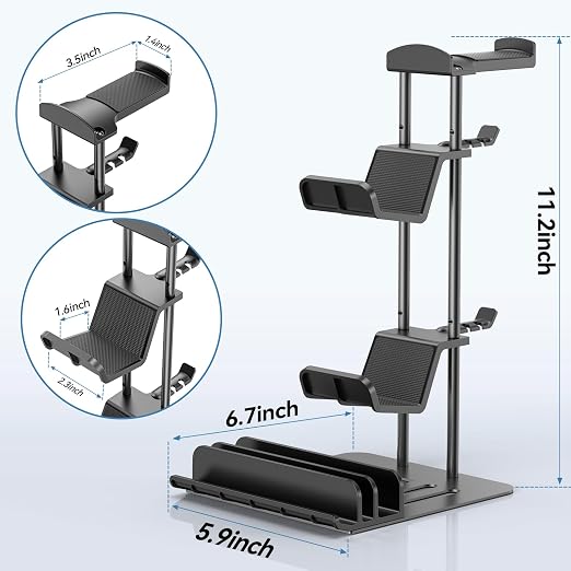 KDD Headphone Stand, Controller Holder & Headset Holder for Desk, Earphone Stand with Aluminum Supporting Bar, Universal Storage Organizer Headphones/Controller/Switch/Mobile Phone - Image 8