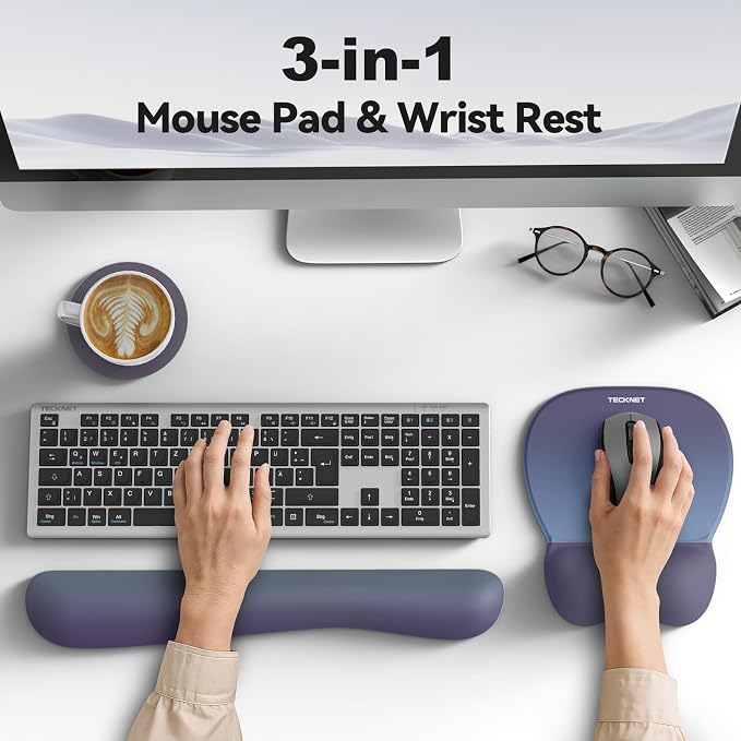 TECKNET Gel Ergonomic Mouse Pad & Keyboard Wrist Rest & Coaster - Image 5