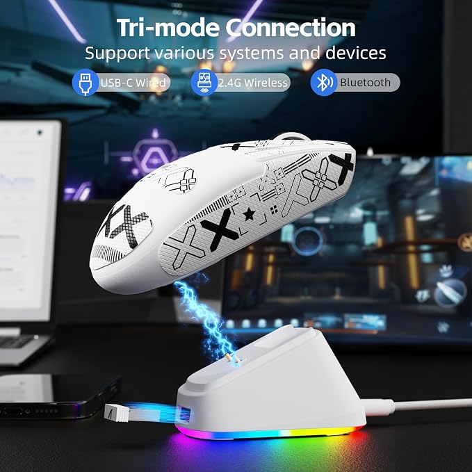 ATTACK SHARK G3 PRO Tri-Mode Wireless Gaming Mouse with RGB Charging Dock - Image 6