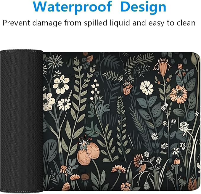 Floral Gaming Mouse Pad Desk Pad Aesthetics Flower Plant Weeds XL Mouse Pad Large Mousepad Extended Laptop Keyboard Mat Gaming Desk Pad Mouse Mat Office Computer Keyboard Laptop Home 31.5"x11.8" - Image 4