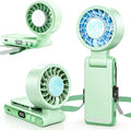 Handheld Portable Turbo Fan with Ice Cooling,5 Speed Rechargeable LED Display Foldable Hand Held Personal Clip/Neck/Waist Fan,180°& 360° Adjustable,Pocket Mini Fan for Outdoor/Home/Office (Green) by Ciaien