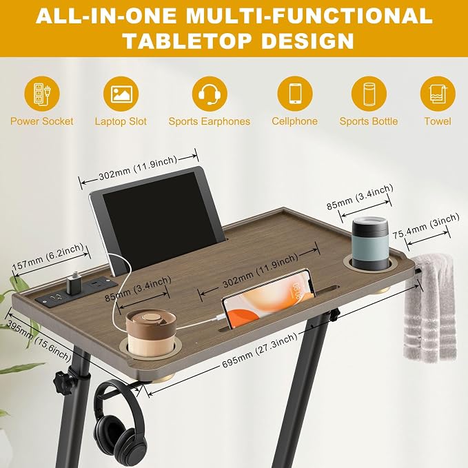 KingDolly Standing Desk for Walking Pad, Treadmill Desk with 2 Cup Holders - Image 2