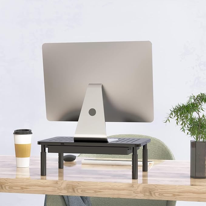 WALI Computer Monitor Stand with Storage, Desk Monitor Riser 3 Height Adjustable, Laptop Riser with Airflow Vents, Desk Organizer for Computer, Laptop, Printer, Notebook (STT003D-B), 1 Pack, Black | 3 Height Adjustable Laptop Monitor Riser with Airflow... - Image 9