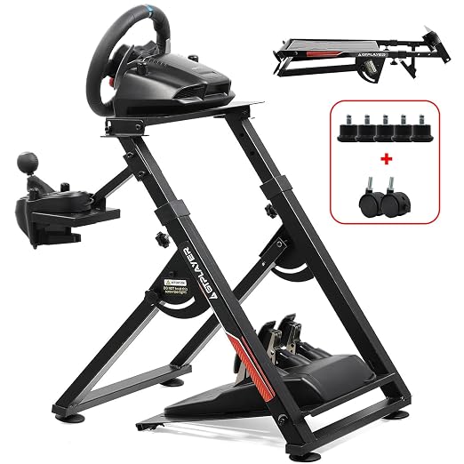 GTPLAYER Sim Racing Wheel Stand Simulator Cockpit Wheel Stand Racing Steering Shifter Mount fit for Logitech G25 G27 G29 G920 G923 Thrustmaster T330TS Gaming Stand Wheel Pedals NOT Included, Black by GTPLAYER