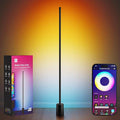 Ailofy Corner Floor Lamp, 1500lm RGBW LED Lamp, Alexa & Google Assistant Compatible, 16 Million DIY Colors, Music Sync, App Control, Modern Smart Floor Lamp for Living Room, Bedroom, Black by Ailofy