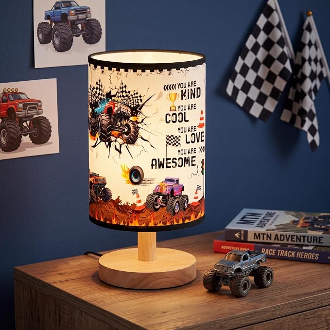Glooglitter Monster Truck Table Lamp 3 Colors Dimmable Lights 11.02 x 5.12 Inch Monster Truck Bedroom Lamps Kind Cool Loved Bedside Night Light for Desk Birthday Gifts - Image 3