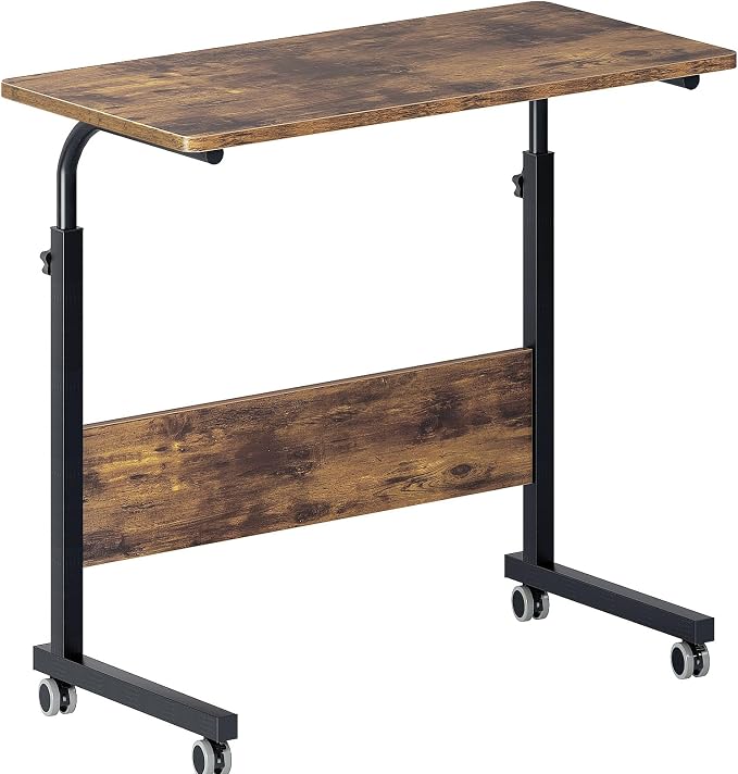 DlandHome 31.4 Inches Rolling Desk with Wheels Adjustable Height, Retro by DlandHome
