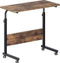 DlandHome 31.4 Inches Rolling Desk with Wheels Adjustable Height, Retro by DlandHome