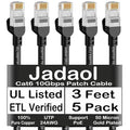 Jadaol [UL Listed Cat 6 Ethernet Cable 3ft 5Pack 10Gbps 24AWG PoE++, Black by Jadaol