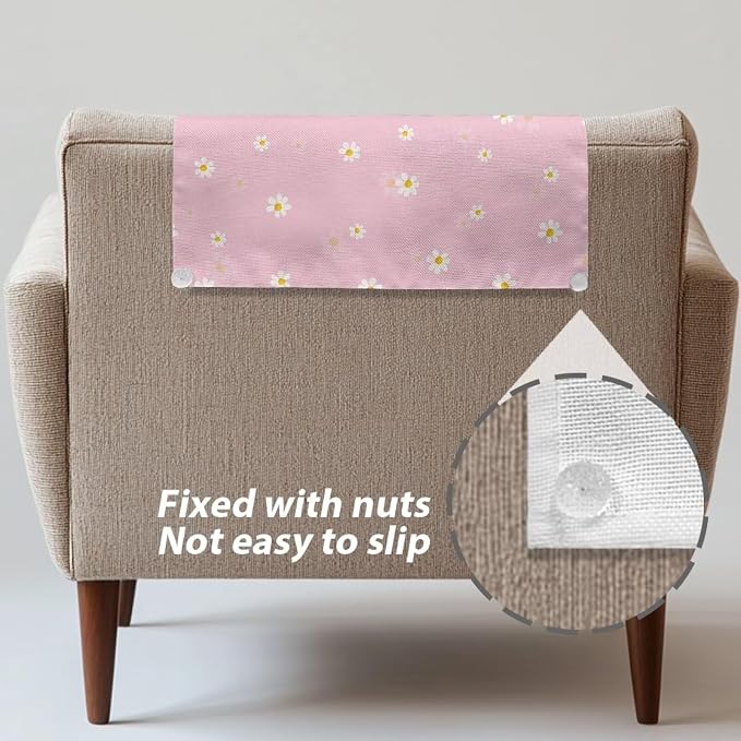 Easter Tulip Butterfly Headrest Cover for Small Recliner 26x16 Inch 3/Set - Decoration Slipcover with Non-Slip Fixing Nails, Breathable Washable Protector for Home Office Chair - Image 6