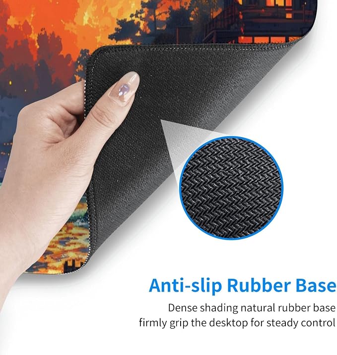 Gaming Mouse Pad Desk Pad,Extended Big Mouse Pad,31.5x11.8 Inch Long Computer Keyboard Mouse Mat Mousepad with 3mm Non-Slip Base and Stitched Edge for Gaming and Office… (Oil Painting) - Image 5