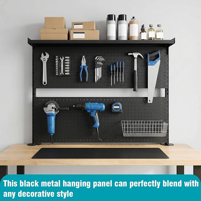 Desk Pegboard, 40 X 34 Inch Desk Pegboard System Monitor Stands Computer Accessories Clamp On Desk Organizer for Office Gaming Desk Workbench - Image 7