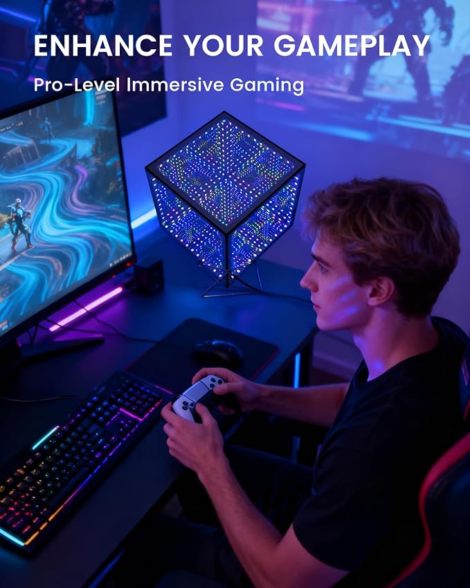Infinity Mirror Hyper Cube LED Light, RGB Gaming Room Decor, 10Inches - Image 6