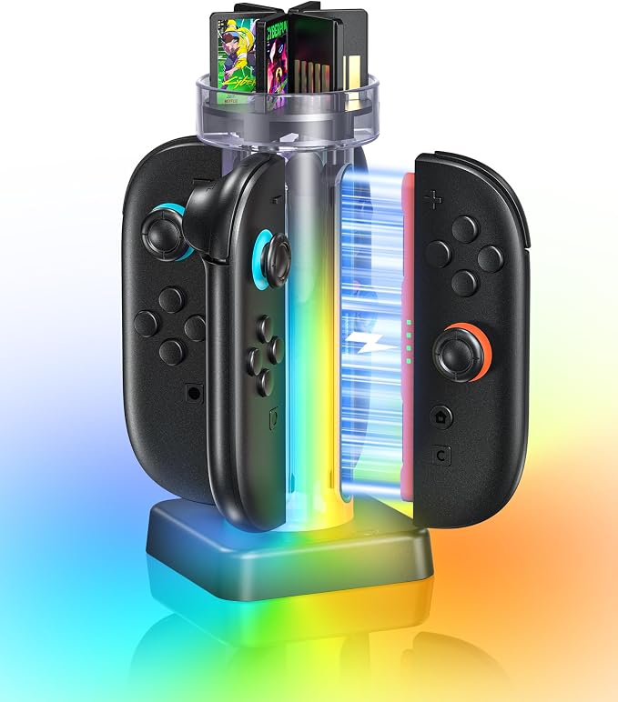 RunSnail Charging Dock for Switch 2 JoyCon, 4 Charger RGB Game Card Slots by RunSnail