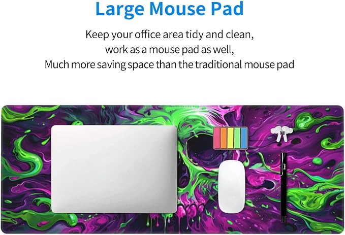 Gaming Mouse Pad Desk Pad,Extended Big Mouse Pad,31.5x11.8 Inch Long Computer Keyboard Mouse Mat Mousepad with 3mm Non-Slip Base and Stitched Edge for Gaming and Office… (Watercolor Skull 2) - Image 7