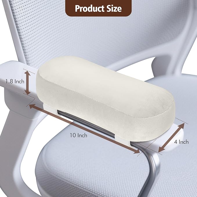 2-Pack Non-Slip Armrest Pads for Office & Gaming Chairs - Ergonomic Forearm Support Pillow for Desk, Computer & Wheelchair, Pressure Relief Cushions (Ivory) - Image 2